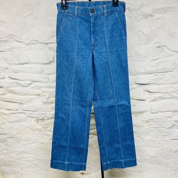 Vintage 1970s Levi’s Wide Leg Flare Bell Bottom Jeans Orange Tab 27x30 Movin' On - Picture 1 of 8